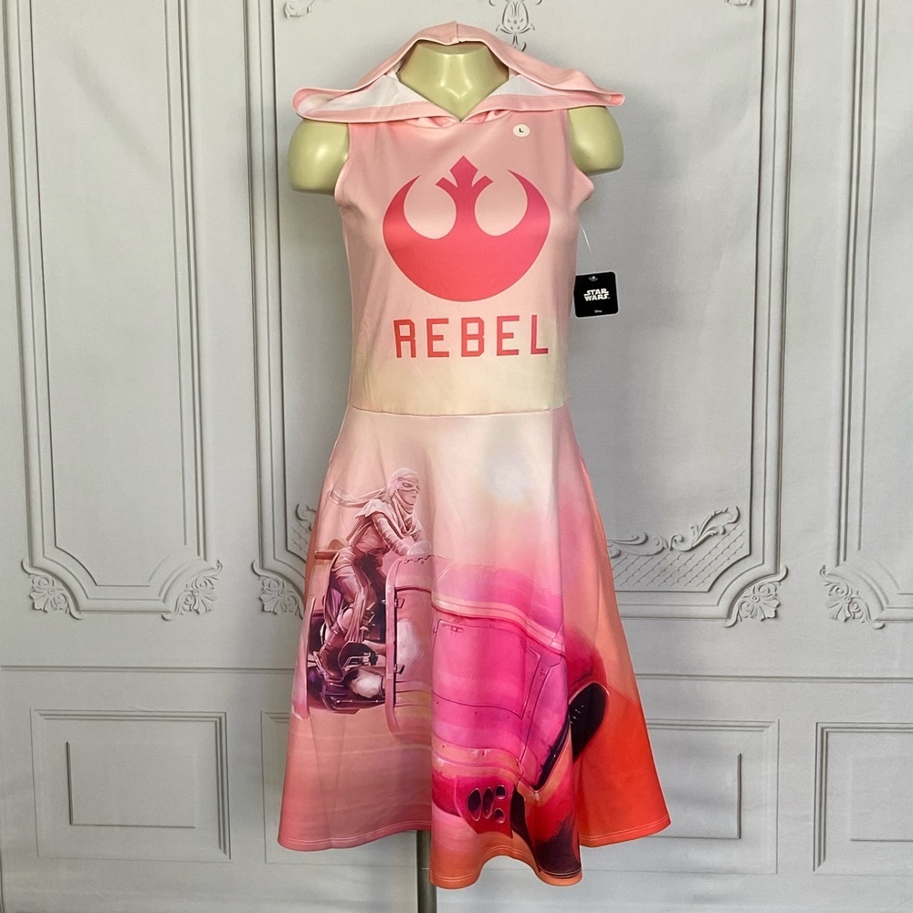 Disney Star Wars Pink Rebel Vehicle Hooded The Force Awakens Large Dress - Picture 2 of 7
